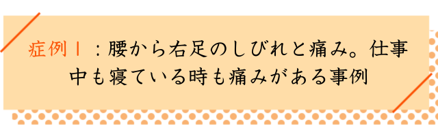 脊柱管狭窄症の改善事例その１